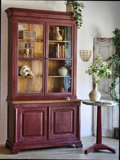 Ancienne vitrine bibliothèque buffet deux corps fin XIXe début XXe