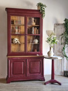 Ancienne vitrine bibliothèque buffet deux corps fin XIXe début XXe