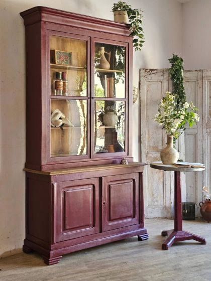 Ancienne vitrine bibliothèque buffet deux corps fin XIXe début XXe