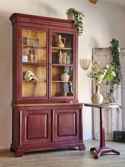 Ancienne vitrine bibliothèque buffet deux corps fin XIXe début XXe