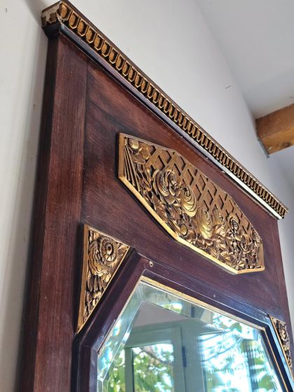 Ancien grand miroir trumeau biseauté début XXe
