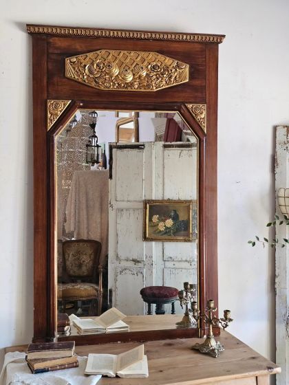 Ancien grand miroir trumeau biseauté début XXe
