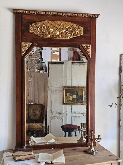 Ancien grand miroir trumeau biseauté début XXe