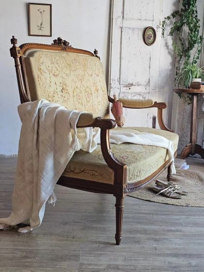 Ancienne banquette style Louis XVI fin XIXe