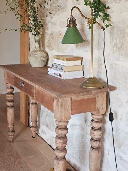 Ancienne table fin XIXe toute fine pieds tournés console