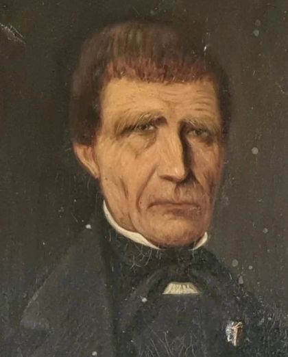 Ancienne peinture sur toile portrait milieu Second Empire 1850 /1880