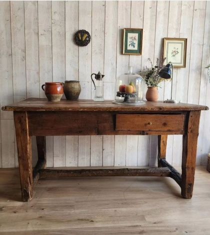 Très ancien meuble /ancienne console 2 tiroirs jolie patine début XXe
