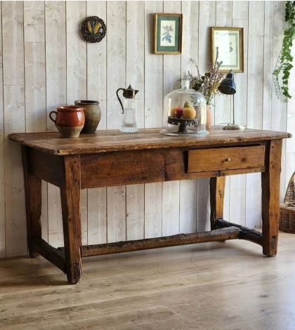 Très ancien meuble /ancienne console 2 tiroirs jolie patine début XXe