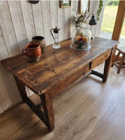 Très ancien meuble /ancienne console 2 tiroirs jolie patine début XXe