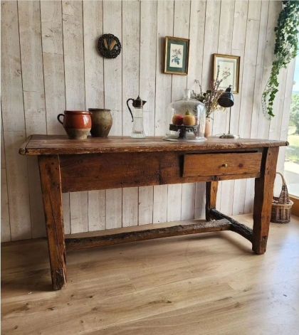 Très ancien meuble /ancienne console 2 tiroirs jolie patine début XXe